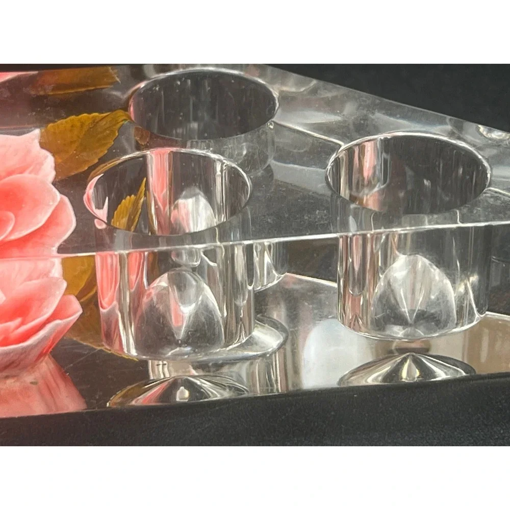 Vtg‎ Reverse Carved lucite Lipstick Holder Pink Rose Mid Century Bath & Beauty